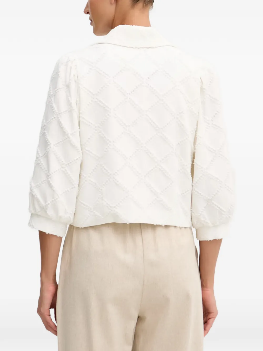 Joseph Ribkoff Textured Diamond-pattern Jacket In White