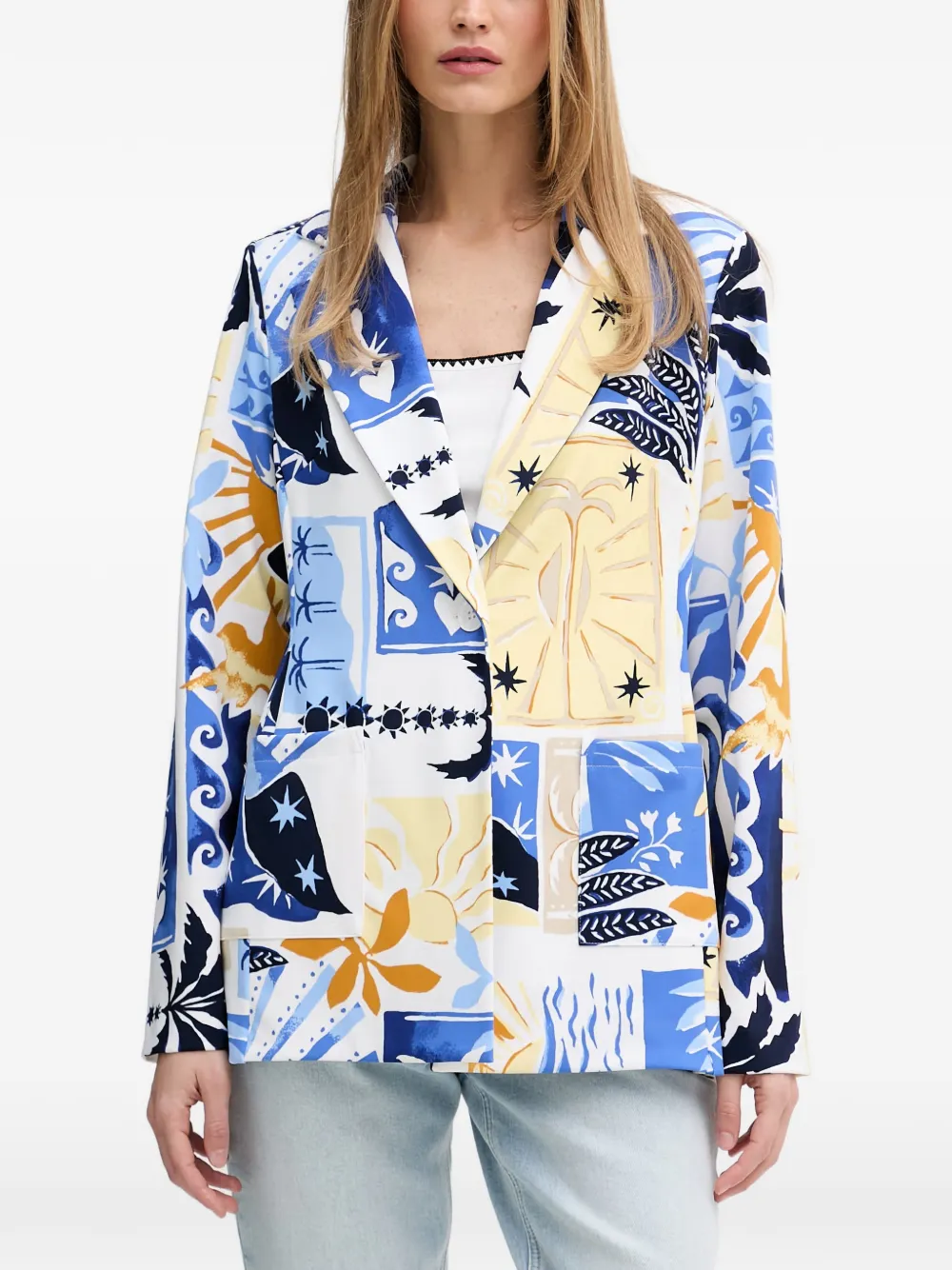 Joseph Ribkoff graphic-print notched-lapels blazer - Blu