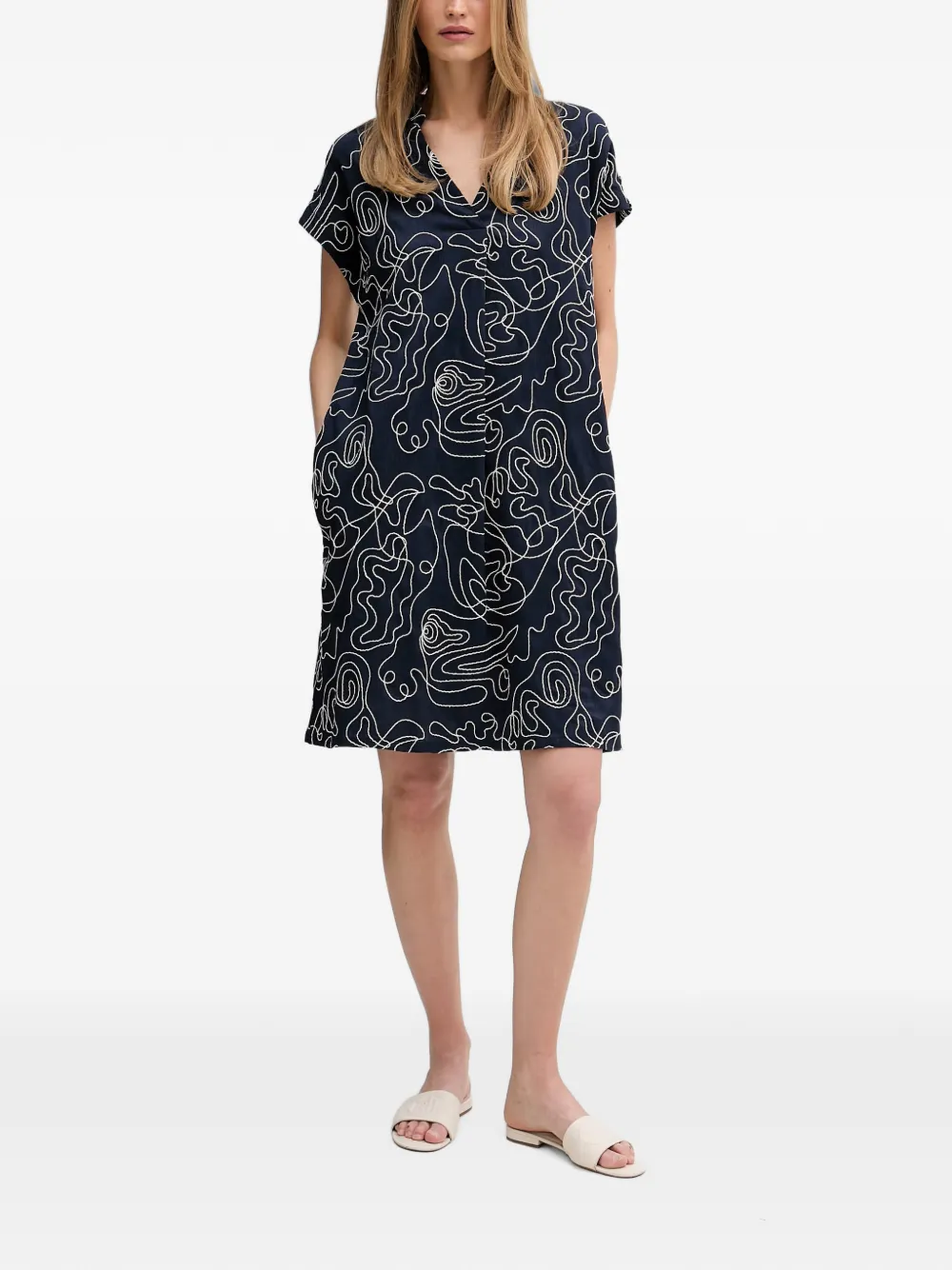 Joseph Ribkoff abstract-print V-neck mini dress