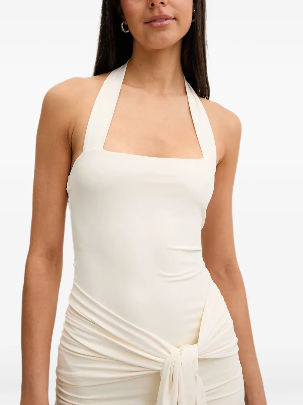 Bardot Emilia maxi-halterjurk met geknoopt detail Beige
