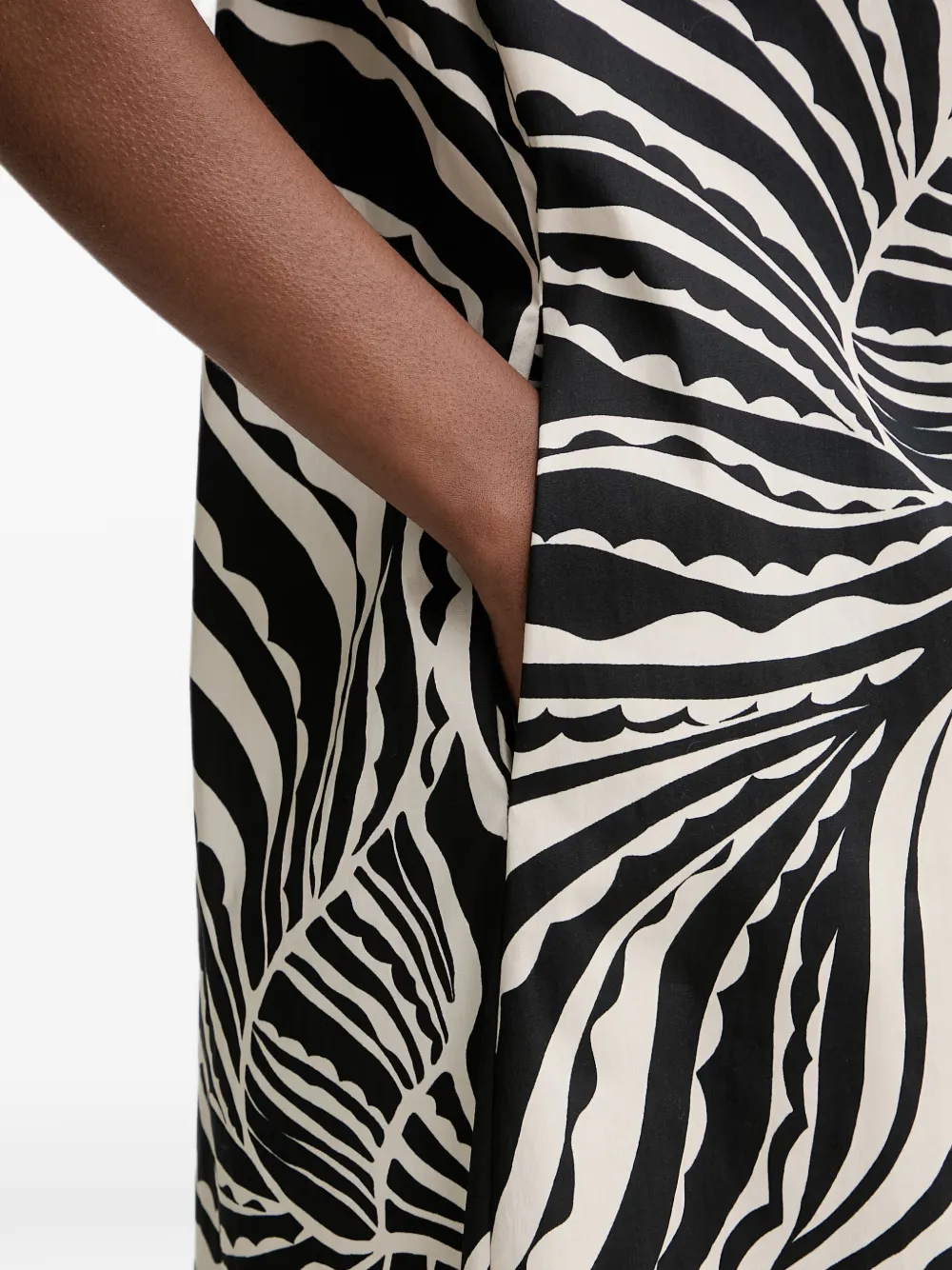 Joseph Ribkoff Midi-jurk met abstracte print en kapmouwen Zwart