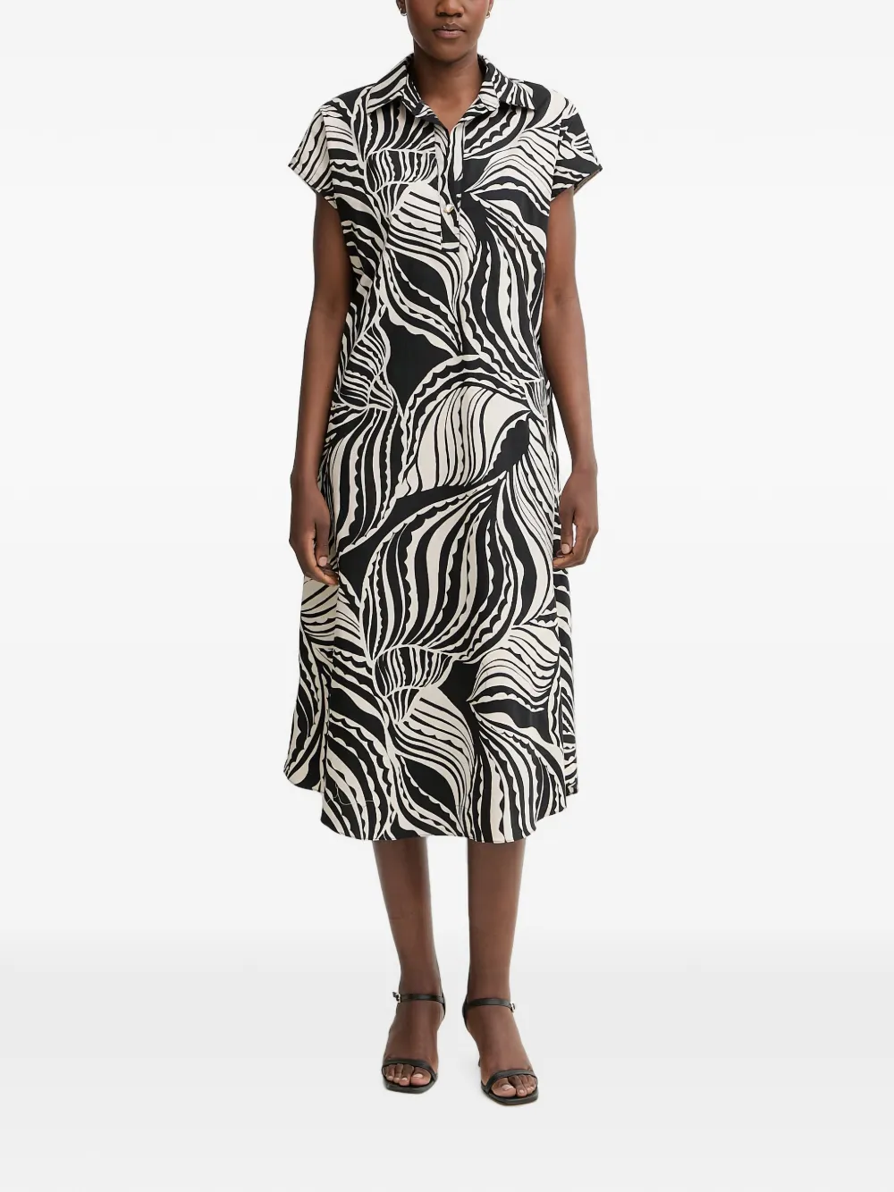 Joseph Ribkoff abstract-print cap-sleeved midi dress - Black