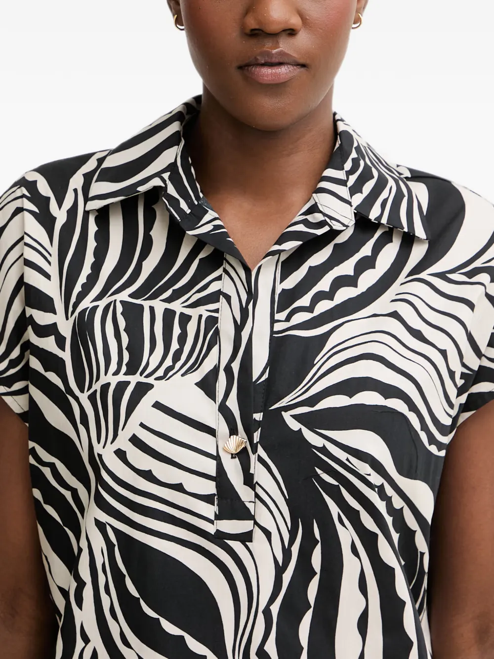 Joseph Ribkoff Midi-jurk met abstracte print en kapmouwen Zwart