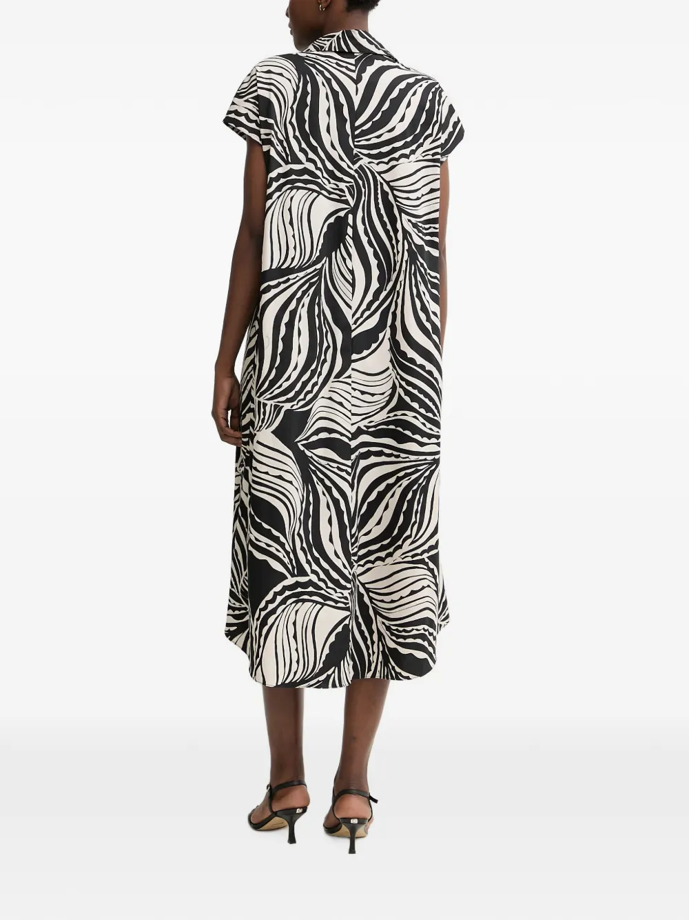 Joseph Ribkoff Midi-jurk met abstracte print en kapmouwen Zwart
