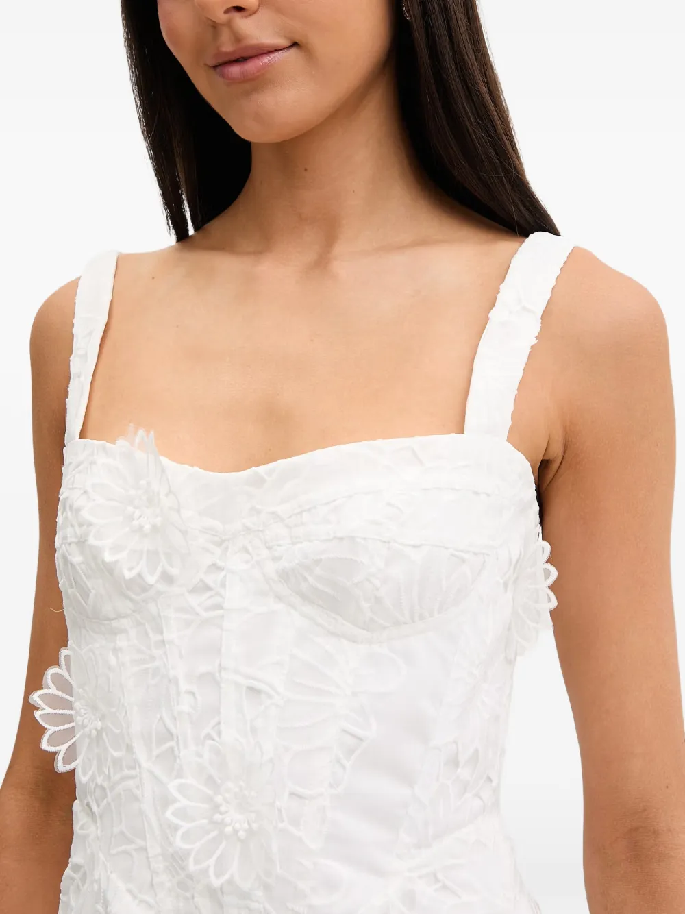 Bardot Adaline midi-jurk met bloemenkant Wit