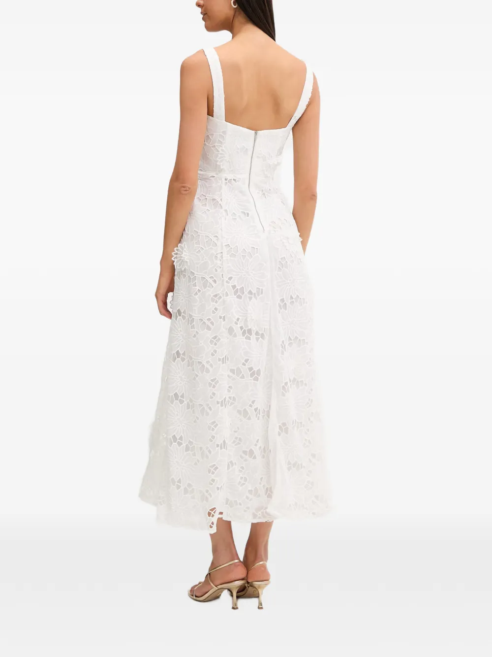 Bardot Adaline midi-jurk met bloemenkant Wit