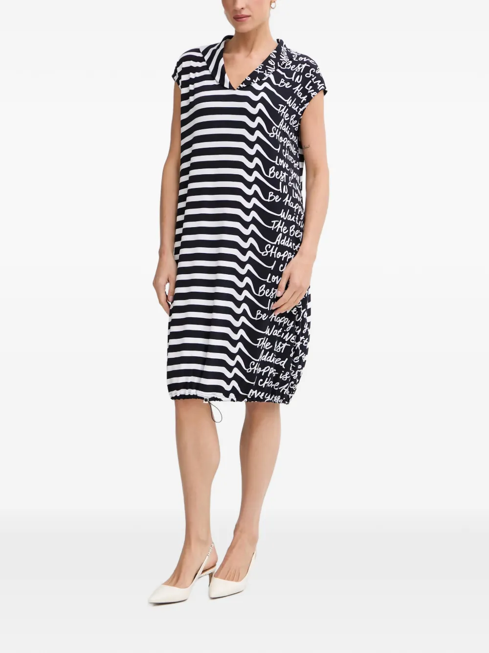 Joseph Ribkoff stripe-print drawstring-hem mid-length dress