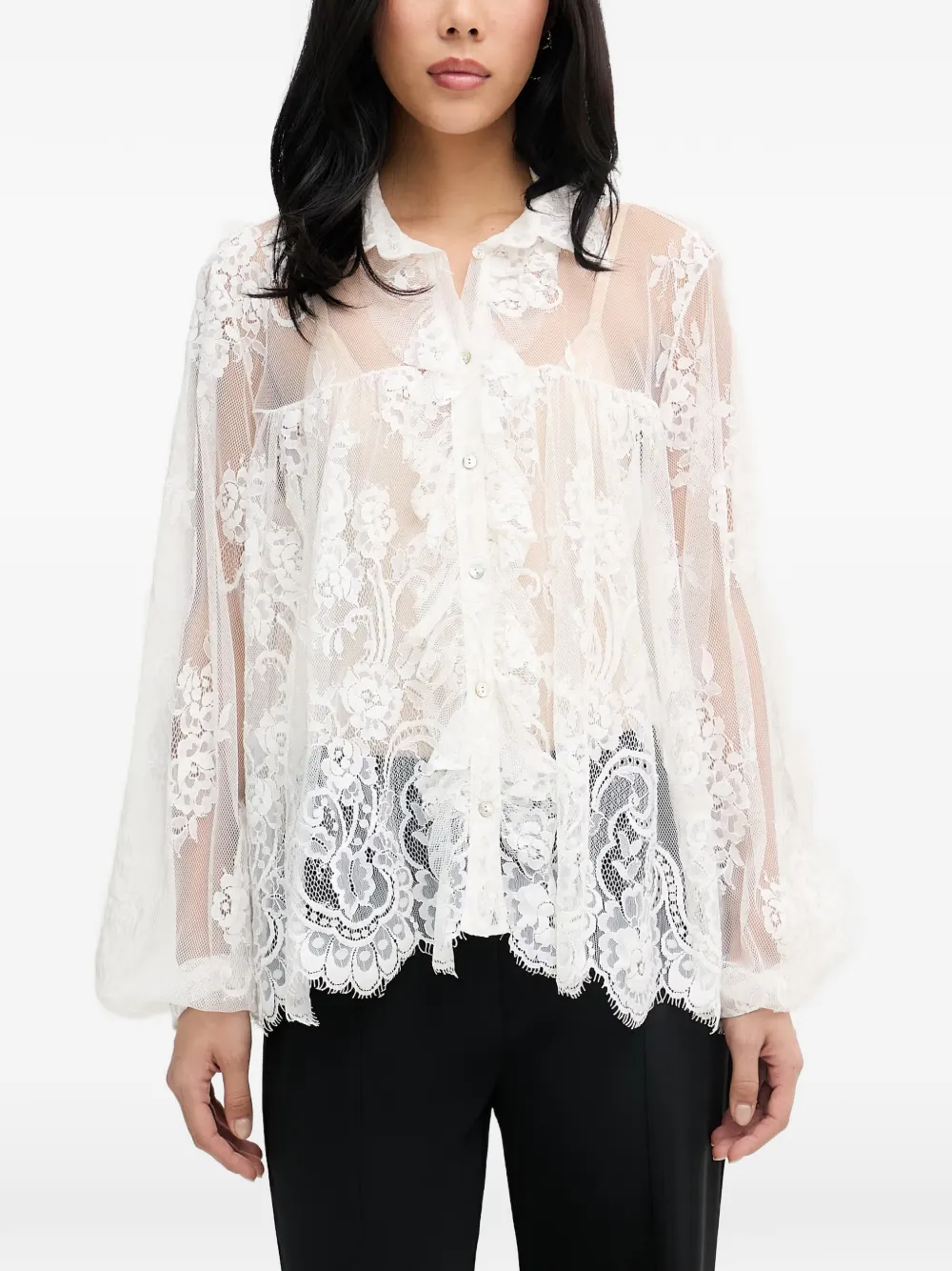 Aniye By Silva floral-embroidery blouse - Bianco