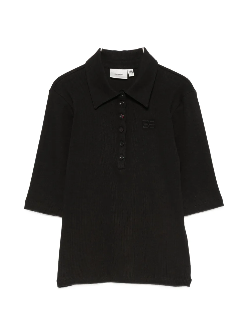 Gestuz Drew ribbed-knit polo shirt - Nero