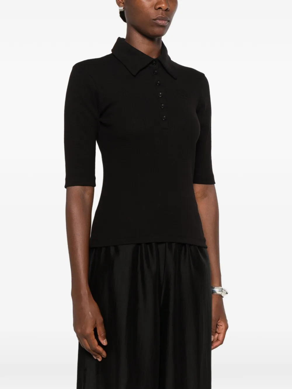 Gestuz Drew ribgebreid poloshirt Zwart
