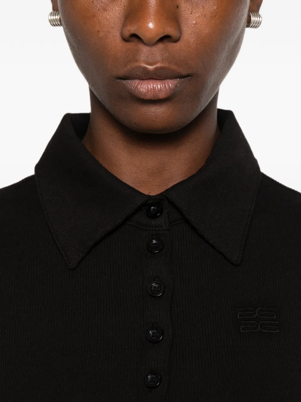 Gestuz Drew ribgebreid poloshirt Zwart