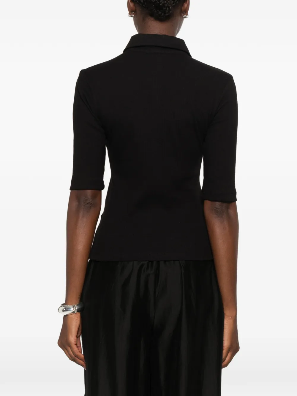 Gestuz Drew ribgebreid poloshirt Zwart