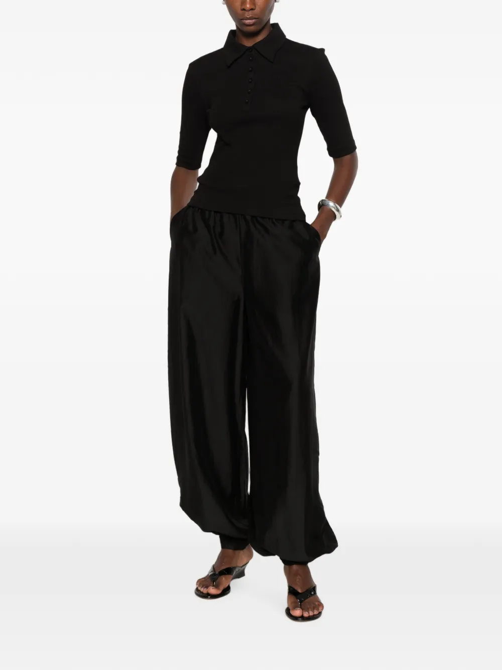 Gestuz Drew ribgebreid poloshirt Zwart