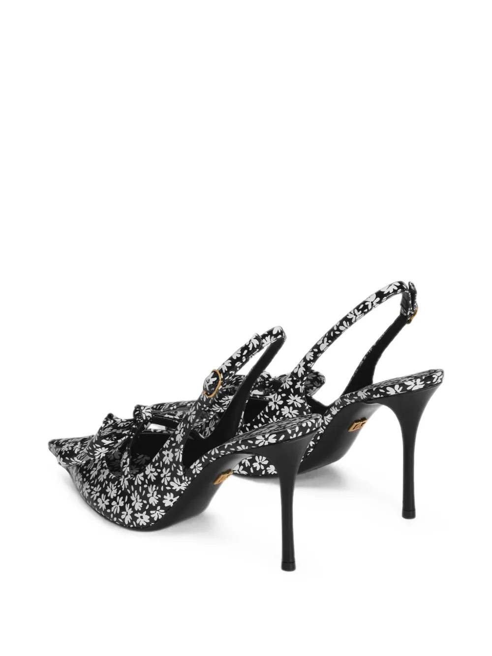 Dolce & Gabbana Kalfsleren slingback pumps met bloemenprint Zwart