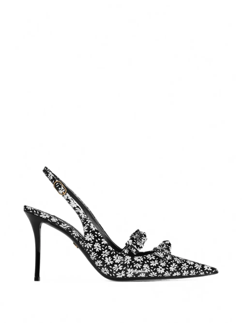 Dolce & Gabbana Pumps in pelle di vitello a fiori con cinturino posteriore - Nero