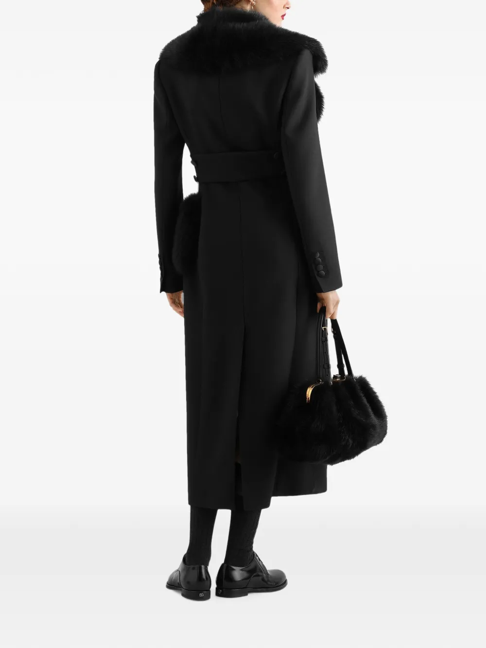 Dolce & Gabbana Wollen gabardine jas met dubbele rij knopen Zwart