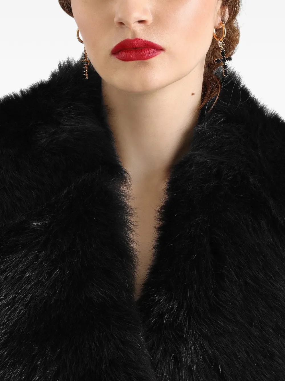 Dolce & Gabbana Wollen gabardine jas met dubbele rij knopen Zwart