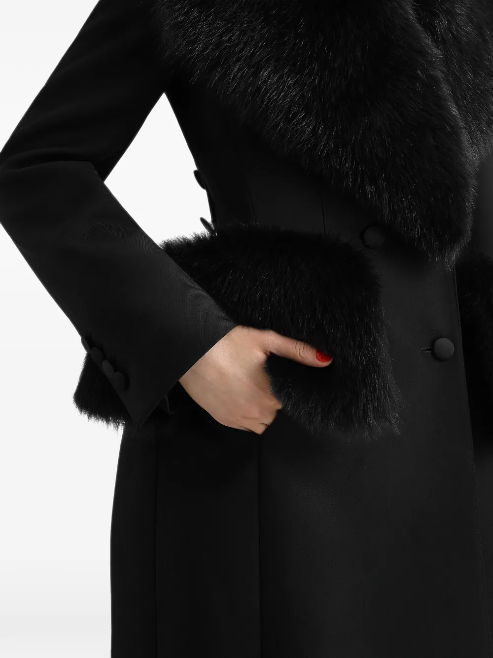 Dolce & Gabbana Wollen gabardine jas met dubbele rij knopen Zwart
