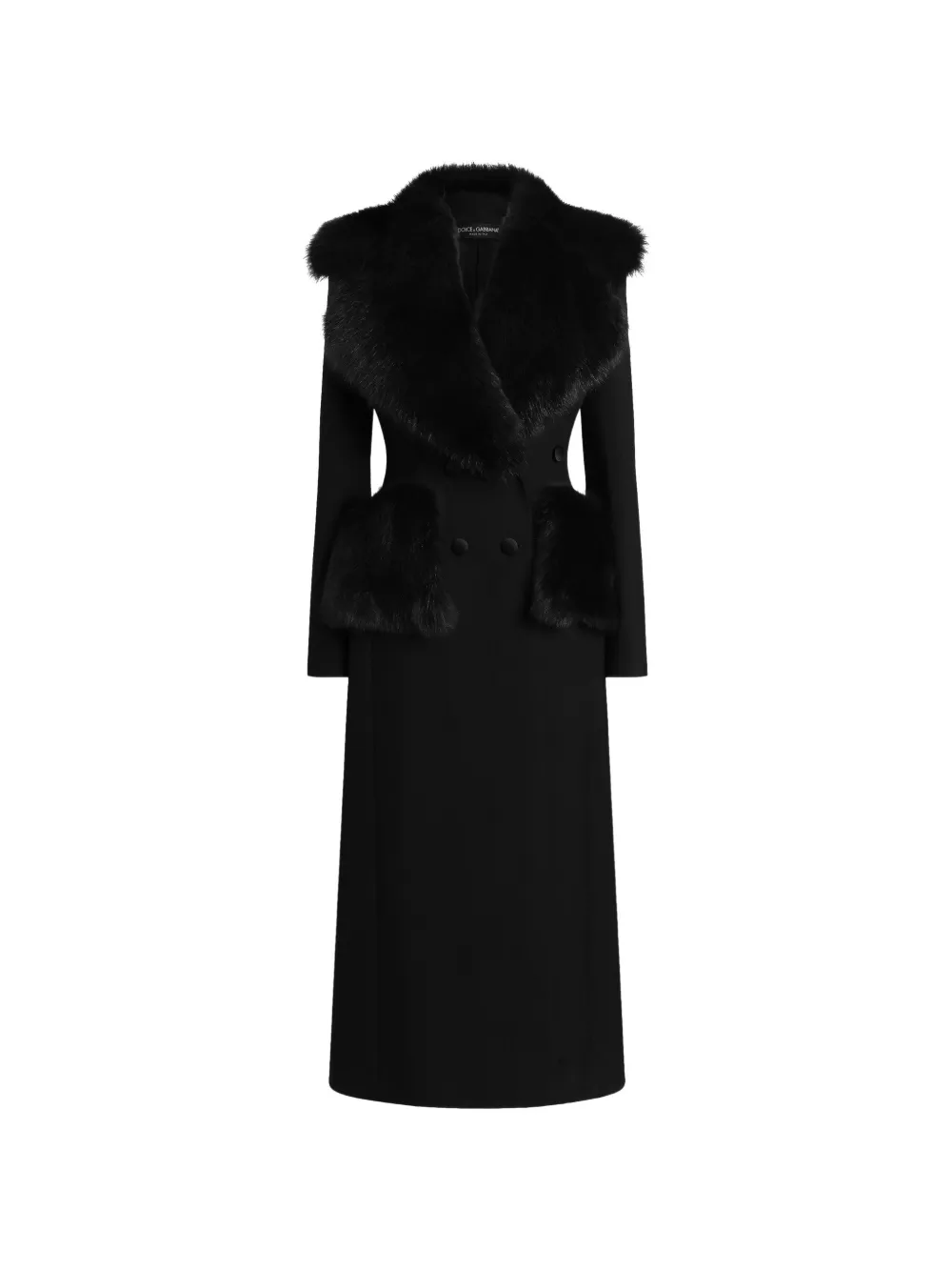 Dolce & Gabbana Doppelreihiger Mantel aus Wollgabardine - Schwarz