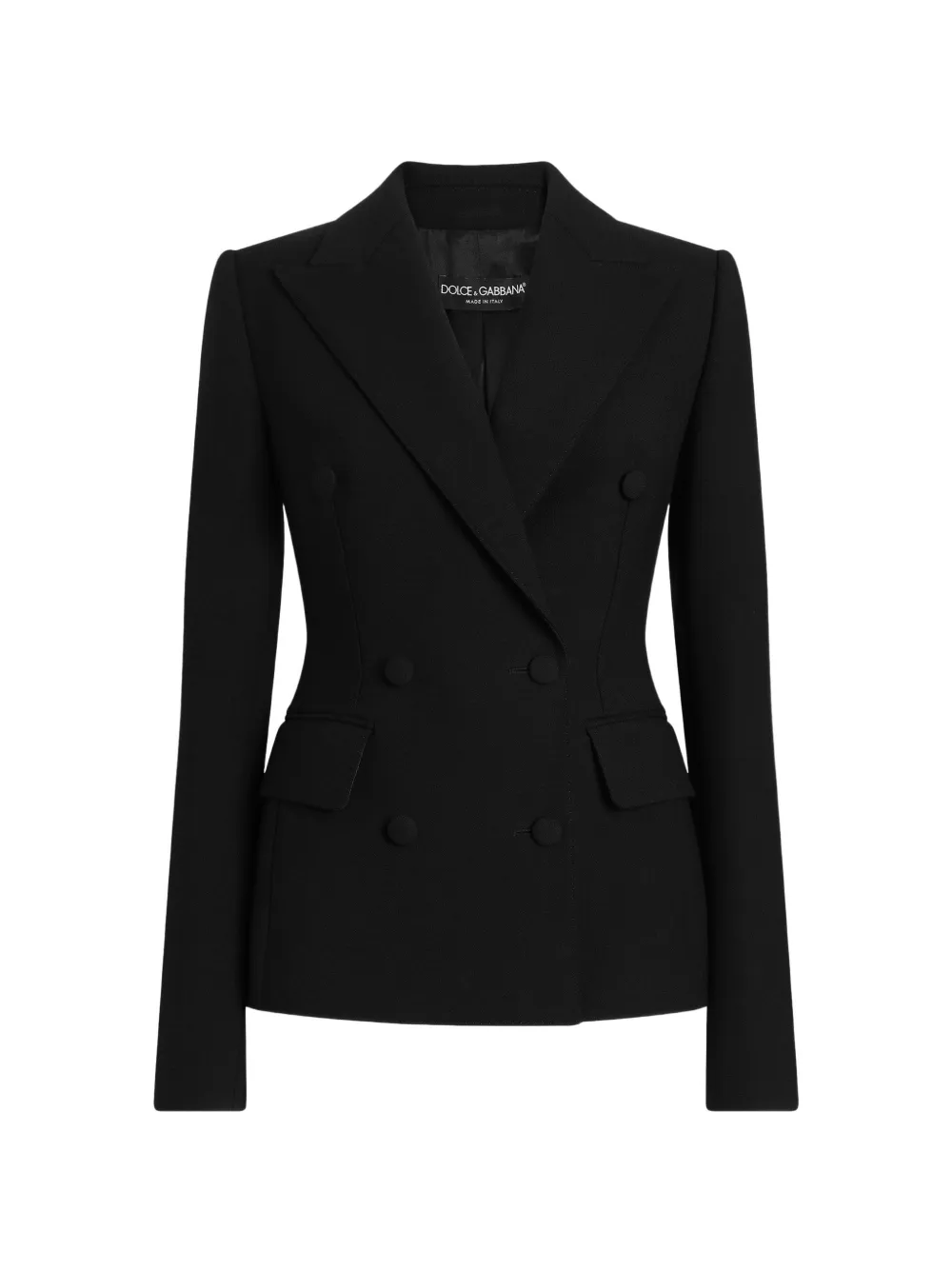 Dolce & Gabbana Doppelreihige Jacke aus doppeltem Wollkrepp - Schwarz