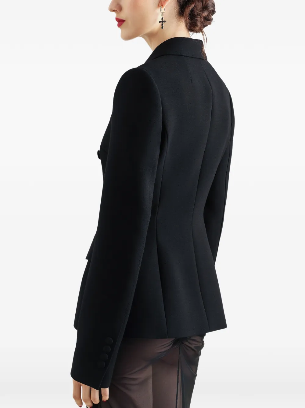 Dolce & Gabbana Wollen crêpe jack met dubbele rij knopen Zwart