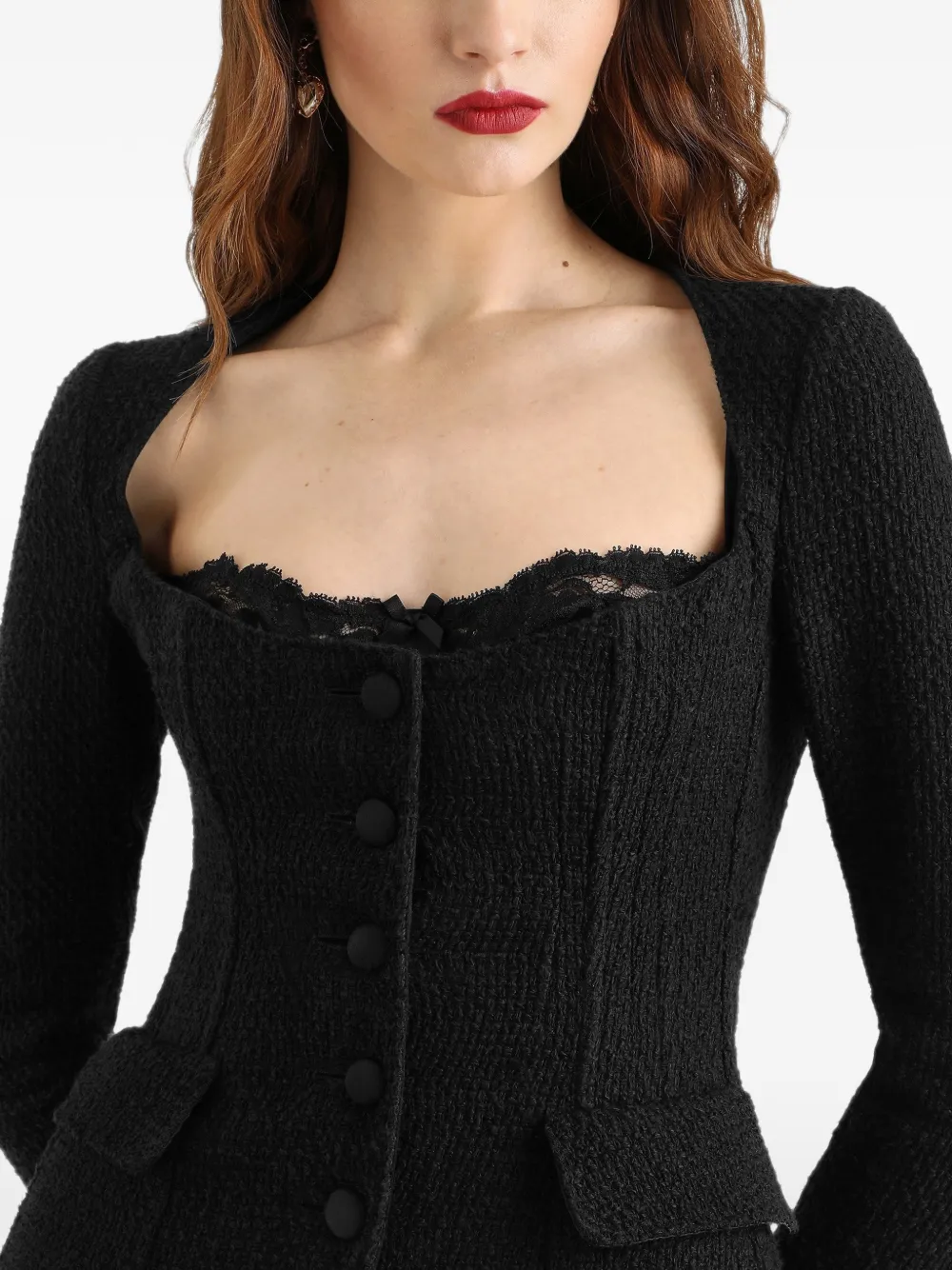 Dolce & Gabbana Tweed jack met sweethearthals Zwart