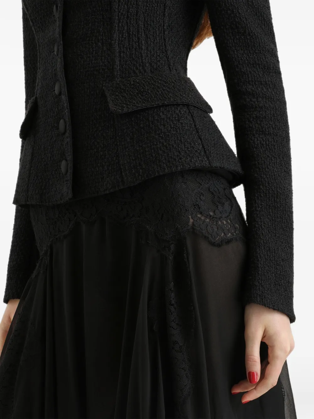 Dolce & Gabbana Tweed jack met sweethearthals Zwart