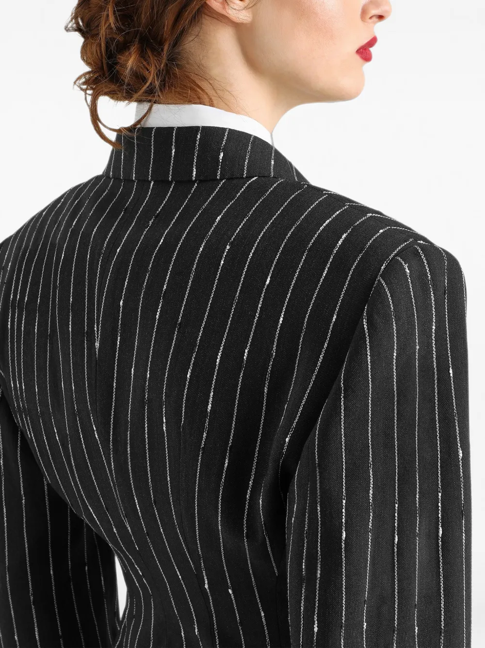 Dolce & Gabbana Jack van scheerwol met dubbele rij knopen en krijtstreep Zwart