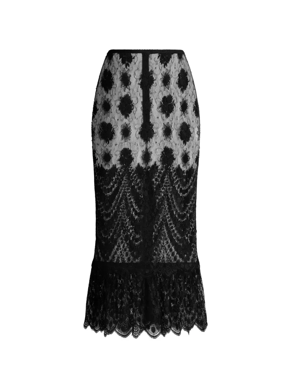 Dolce & Gabbana jupe mi-longue en dentelle Chantilly - Noir Dolce & Gabbana jupe mi-longue en dentelle Chantilly - Noir