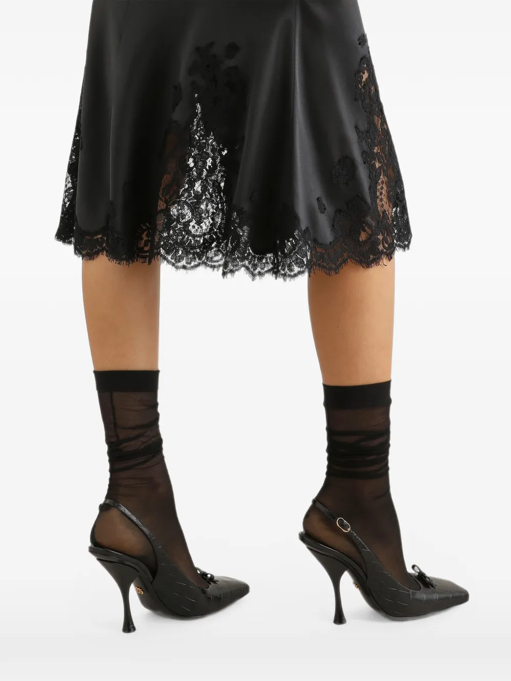 Dolce & Gabbana Satijnen midi-rok Zwart