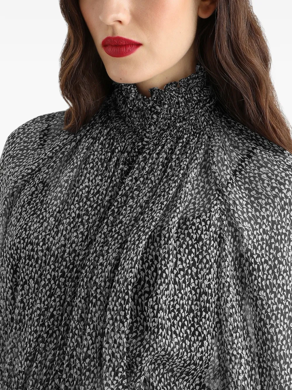 Dolce & Gabbana Chiffon jurk met roosprint Zwart