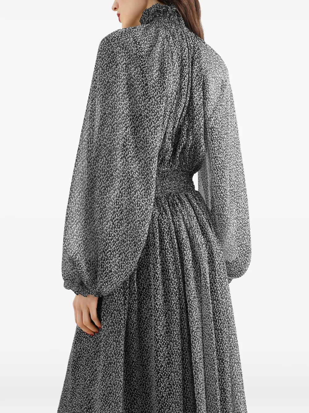 Dolce & Gabbana Chiffon jurk met roosprint Zwart