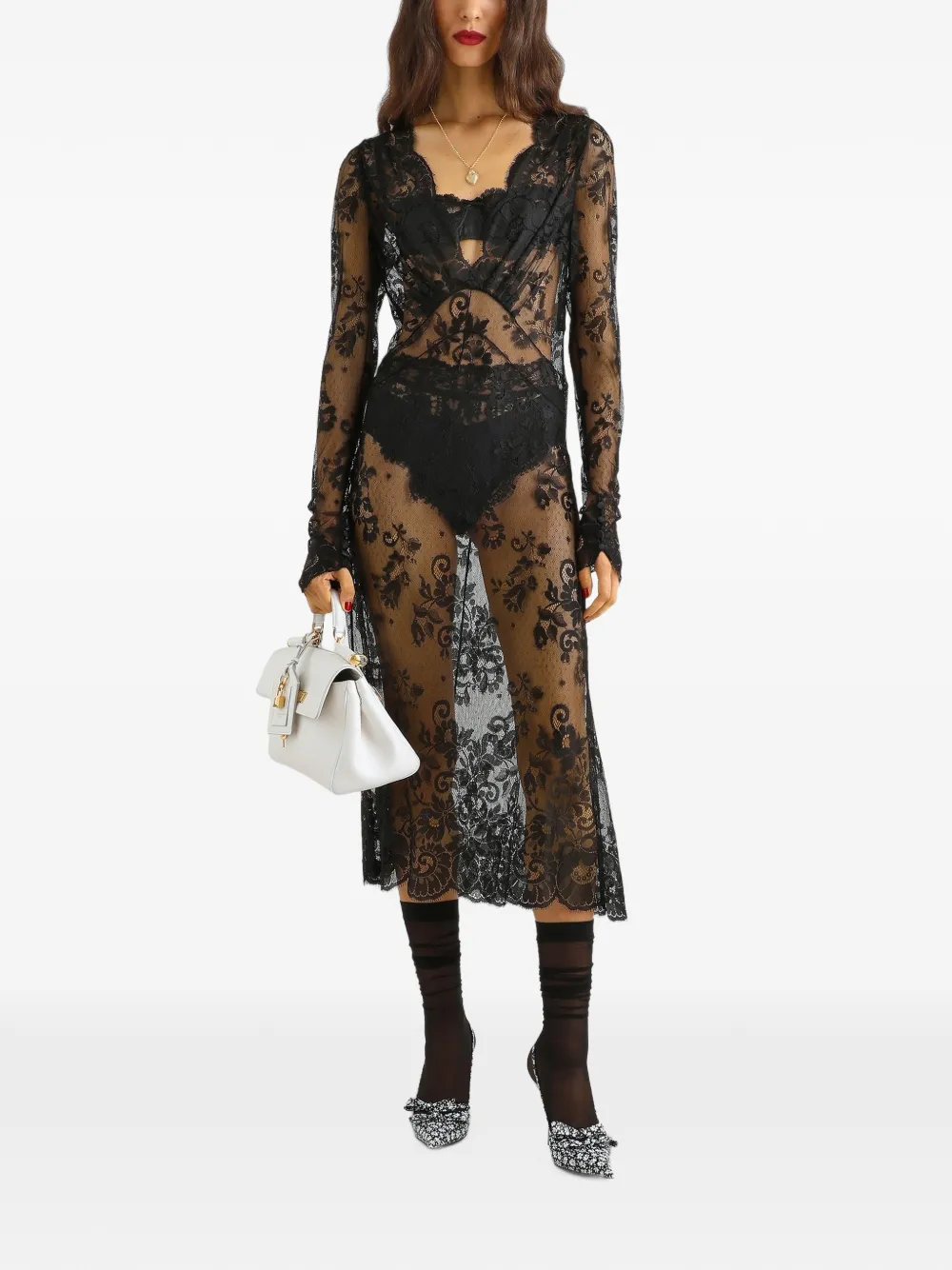 Dolce & Gabbana Jurk met kant Zwart