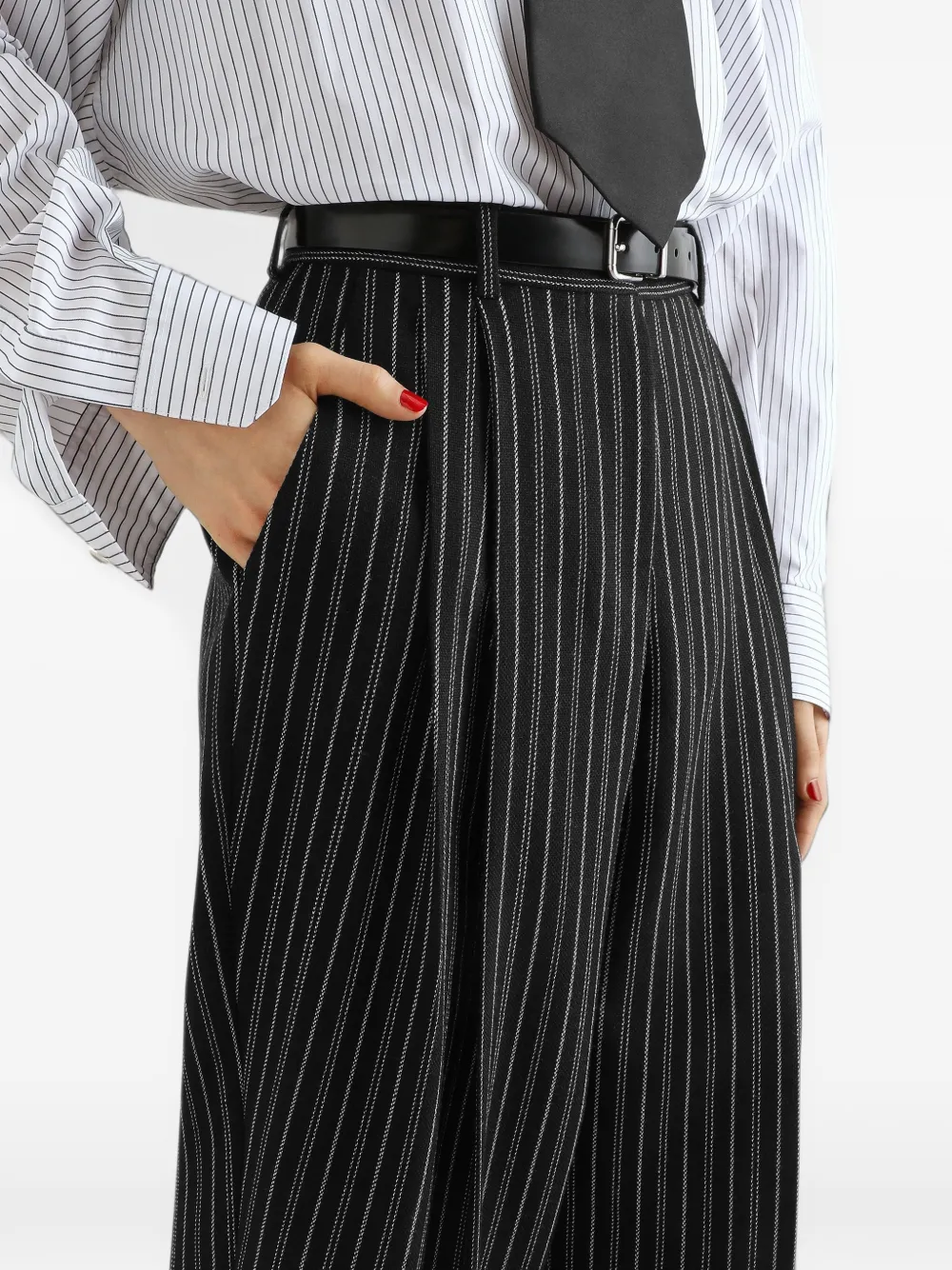 Dolce & Gabbana pinstripe virgin-wool trousers Zwart