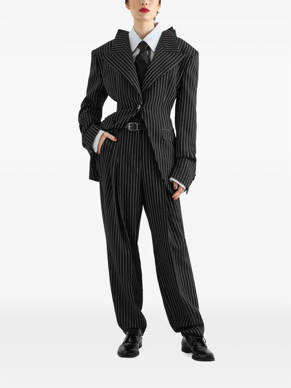 Dolce & Gabbana pinstripe virgin-wool trousers Zwart