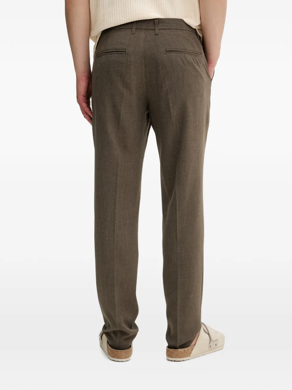 Les Deux Pantalon met geborduurd logo en plooi Bruin