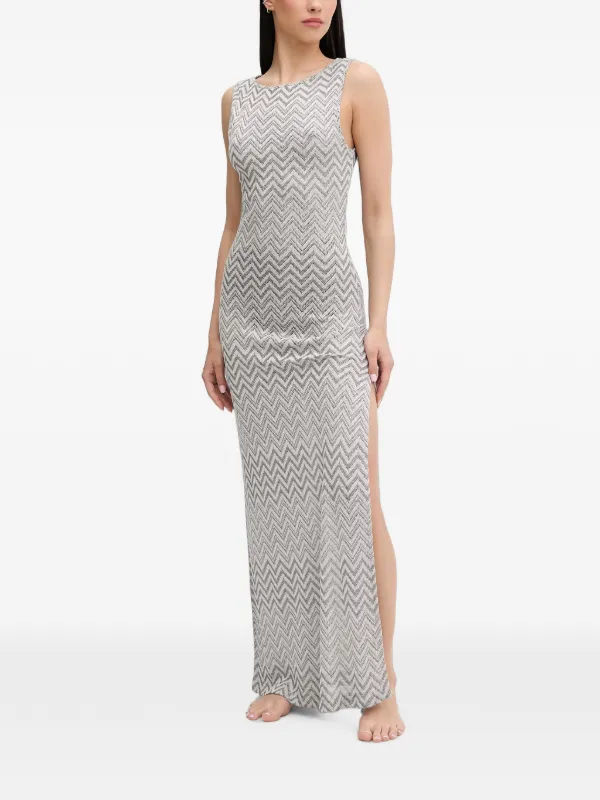 grey and white chevron dress LIU JO chevron-knit Sleeveless Maxi | Silver vanity table kids