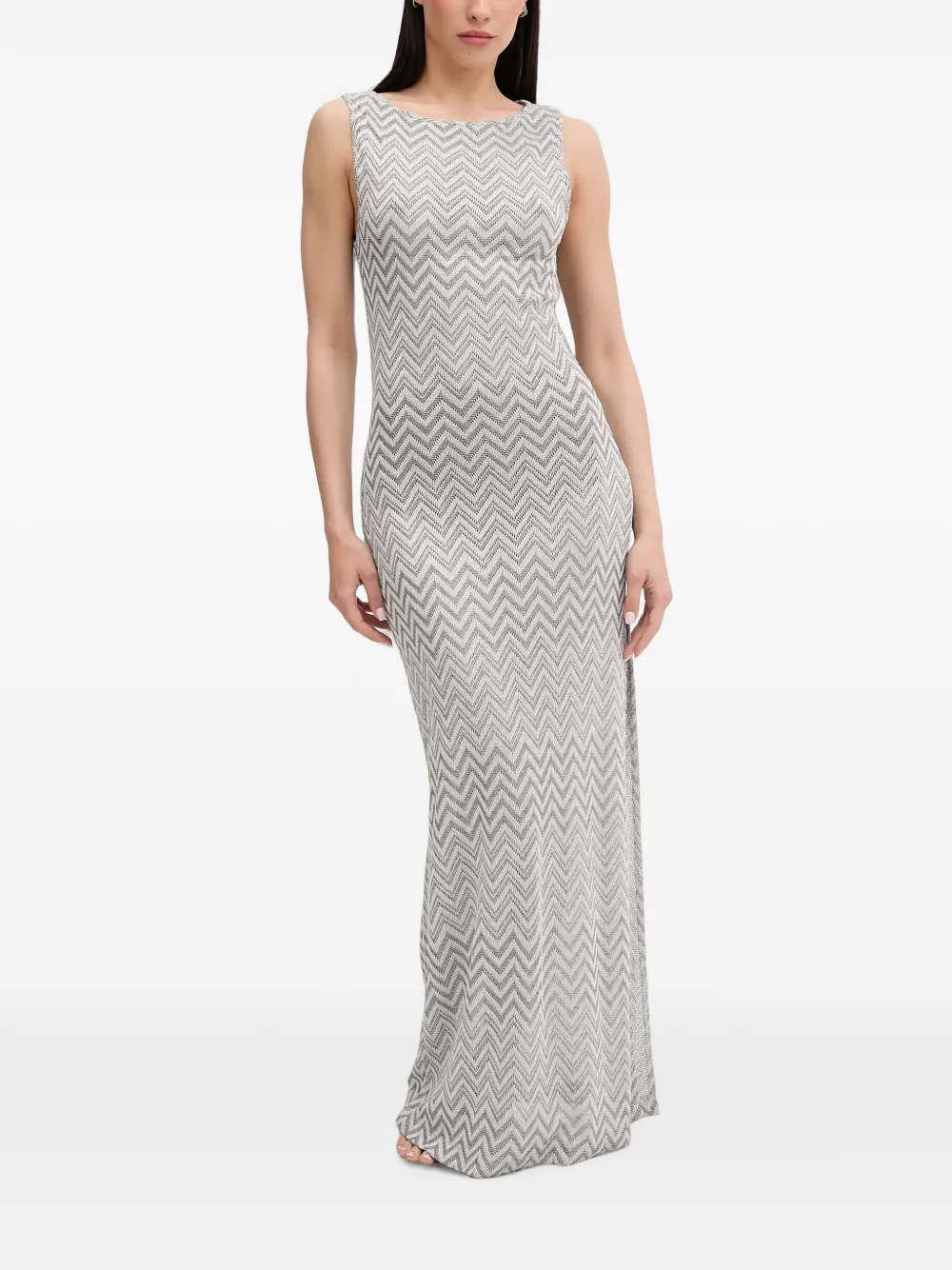 LIU JO chevron-knit sleeveless maxi dress - Silber