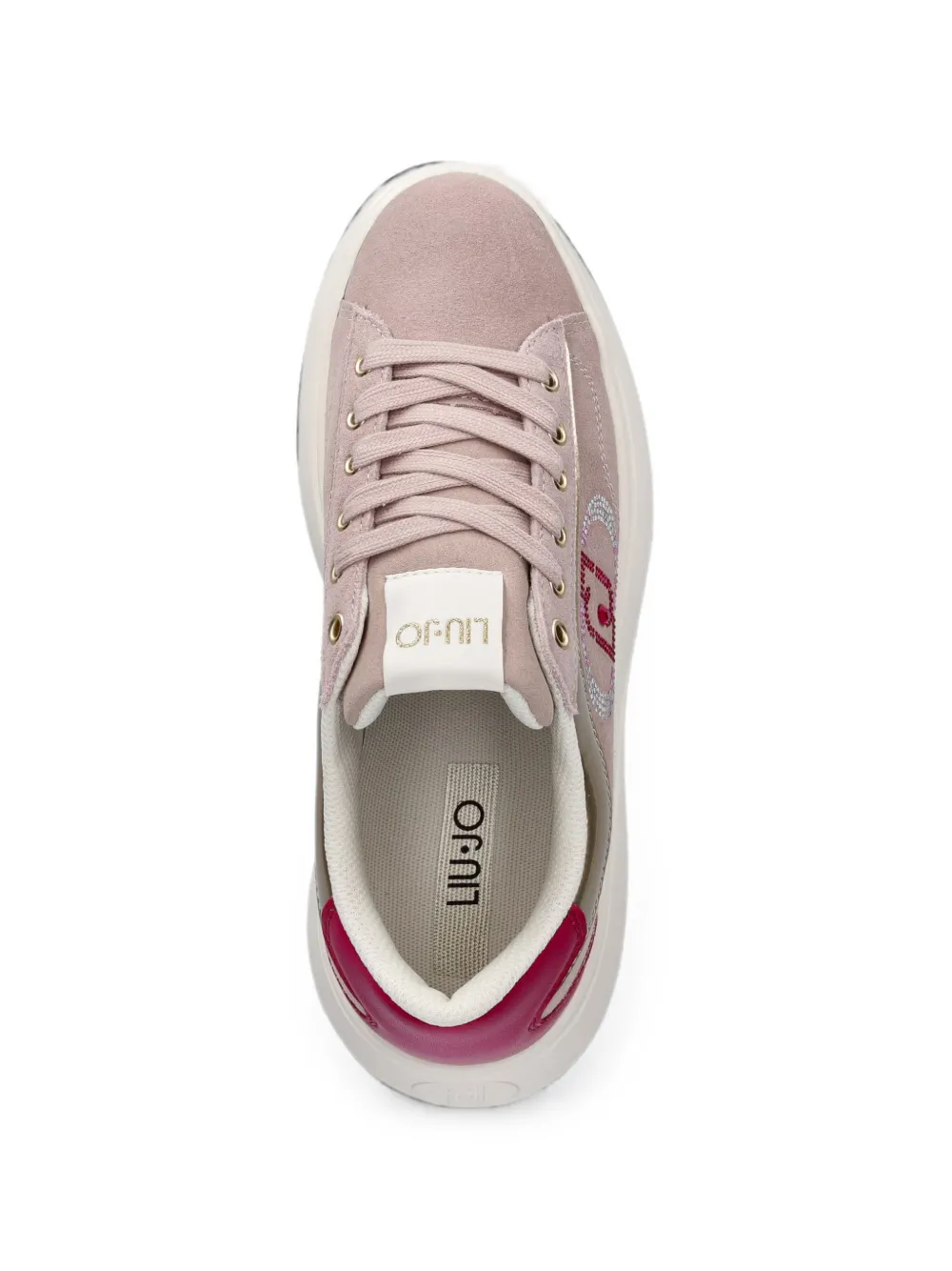 LIU JO rhinestone-logo suede sneakers Roze