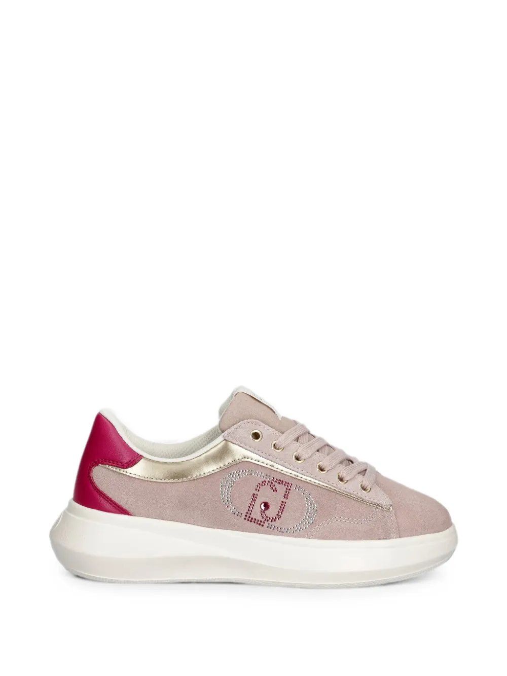 LIU JO rhinestone-logo suede sneakers - Rosa
