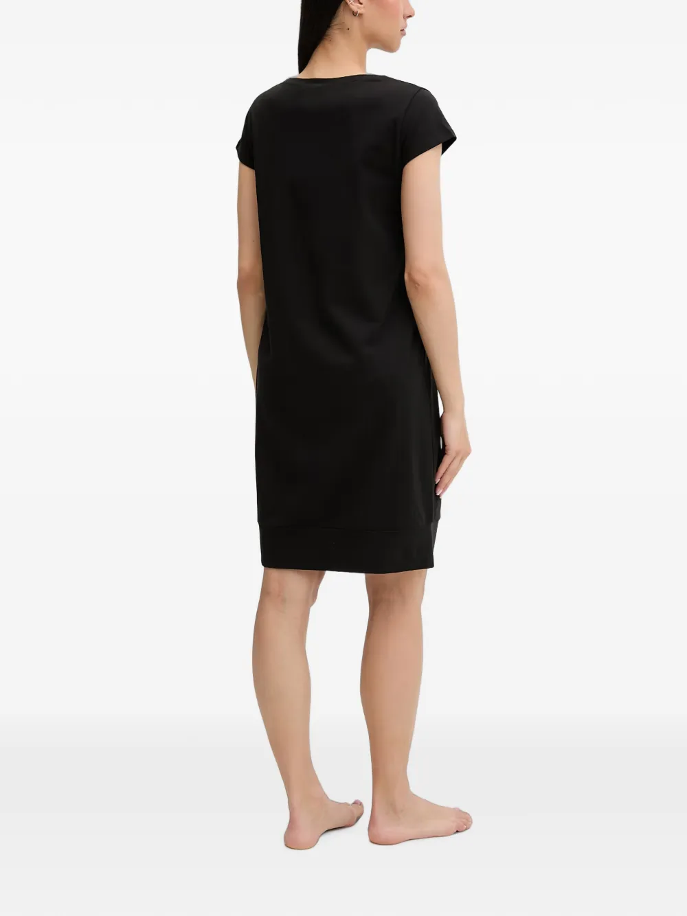 LIU JO Midi-jurk met korte mouwen en logoprint Zwart