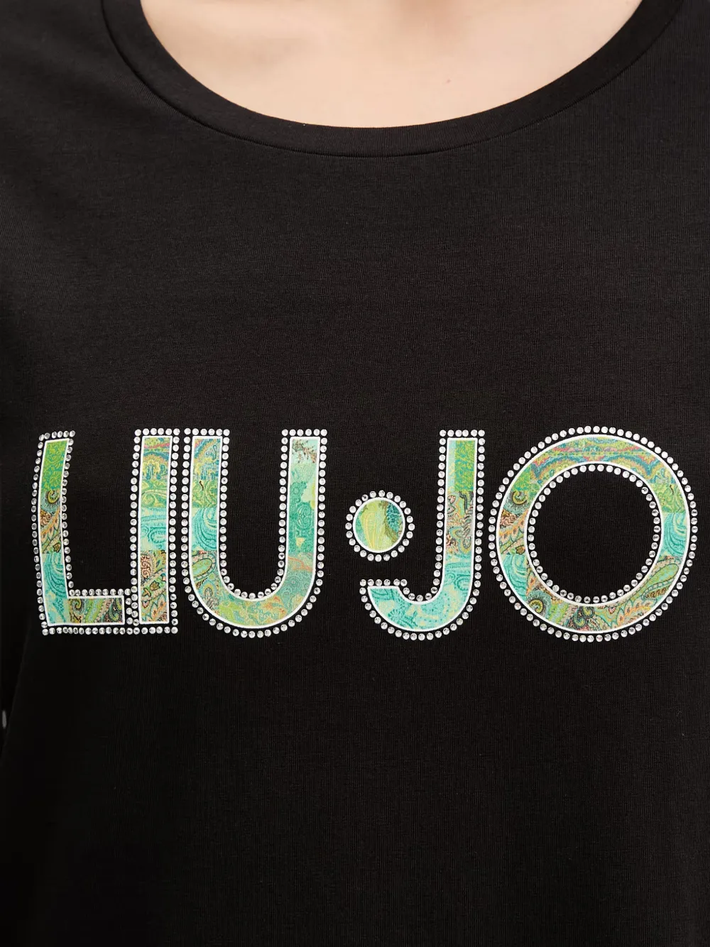 LIU JO Midi-jurk met korte mouwen en logoprint Zwart