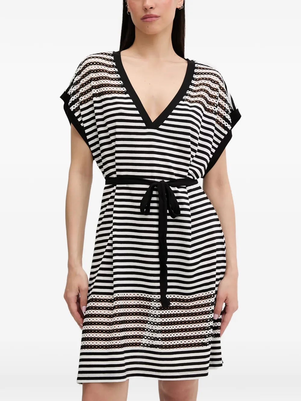 LIU JO striped belted mini dress - Weiß