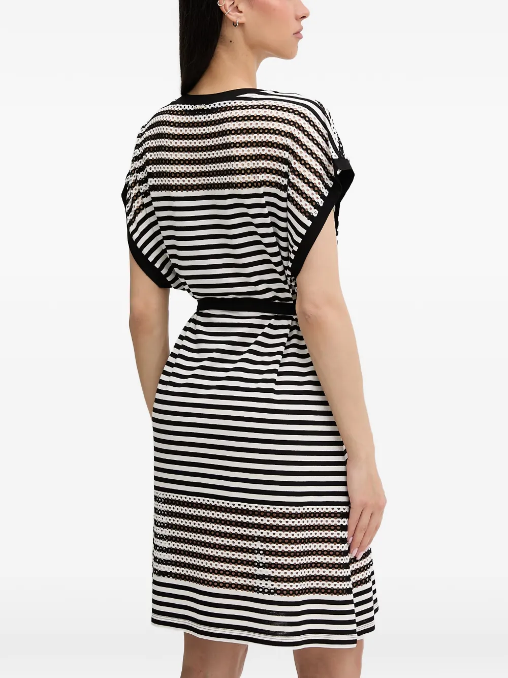 LIU JO Mini-jurk met ceintuur en strepen Wit