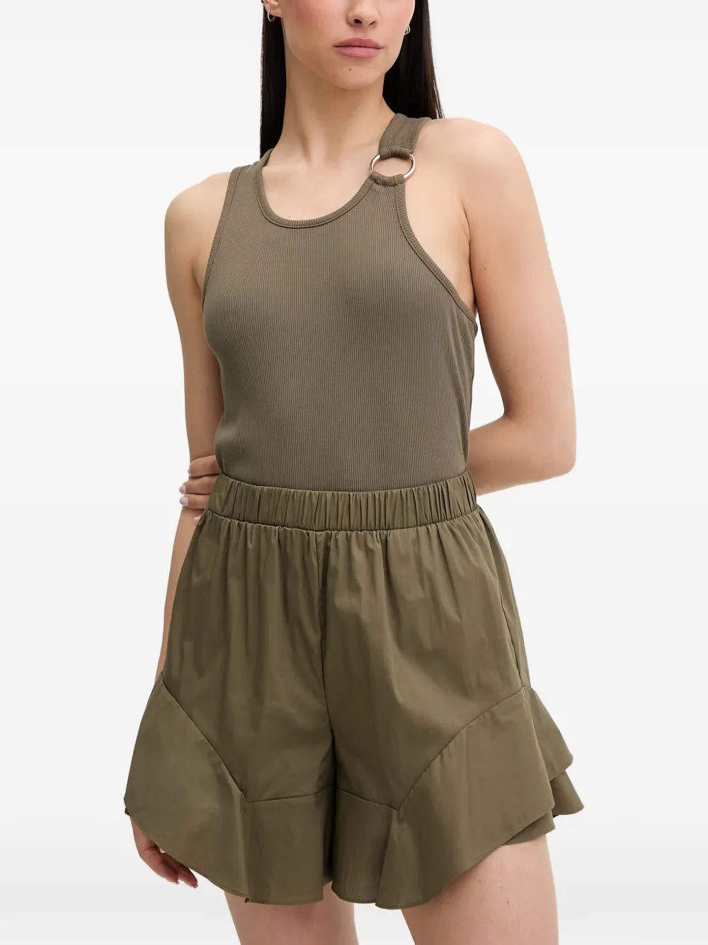 LIU JO ribbed ring-detail top - Verde