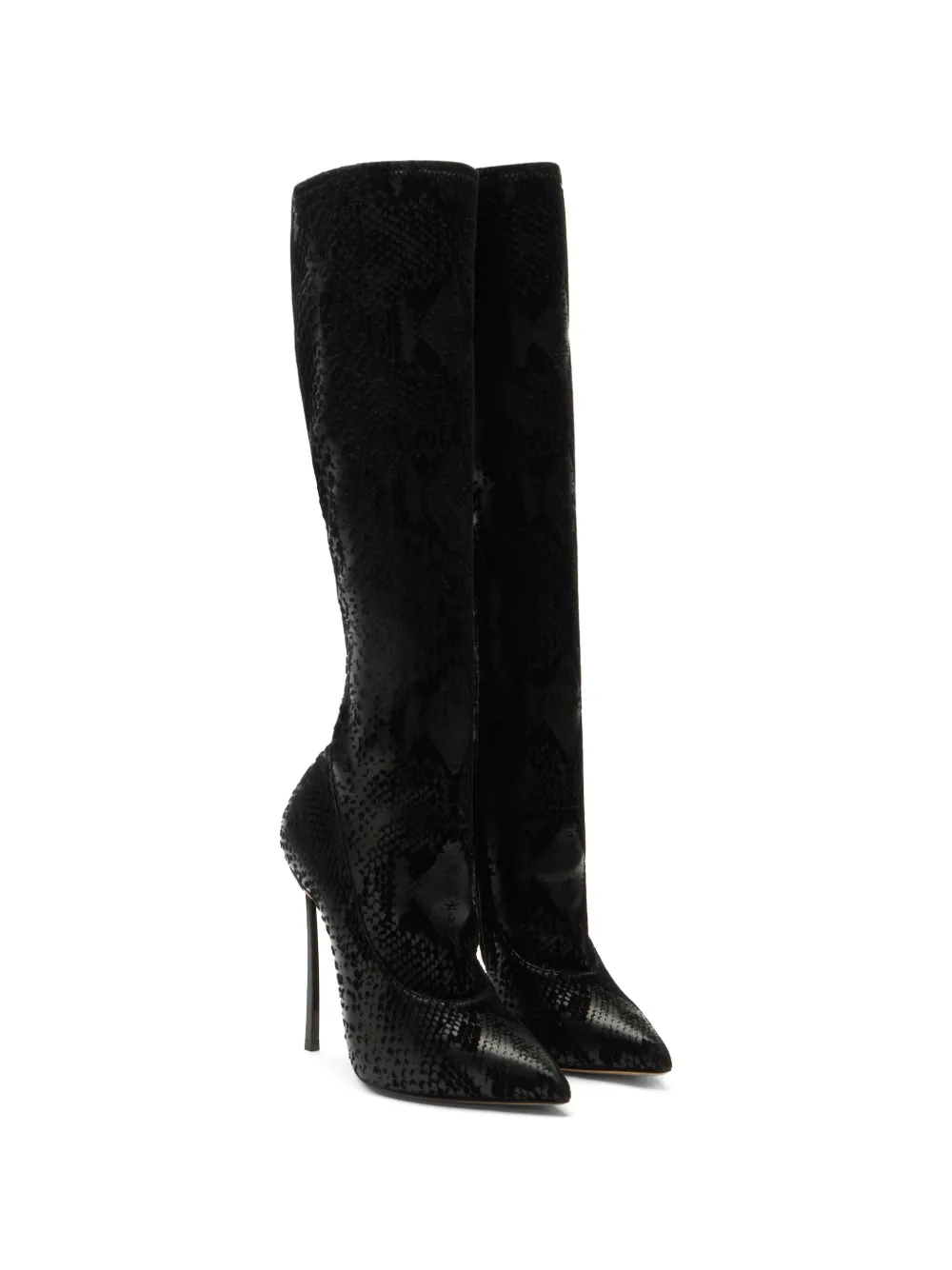 Casadei Blade Kitana python-effect knee-high boots Zwart