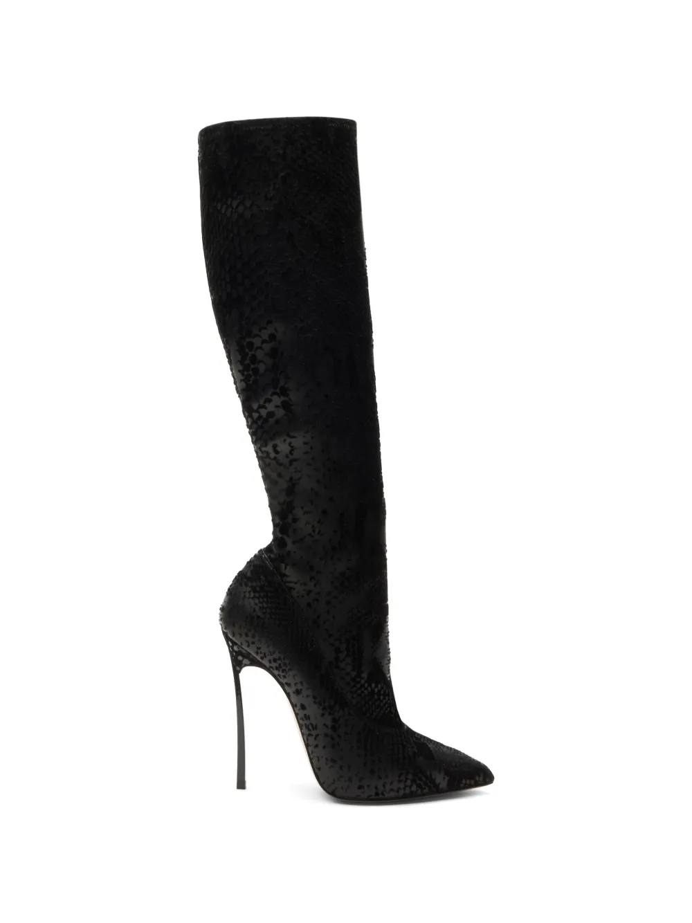 Casadei Blade Kitana python-effect knee-high boots Zwart