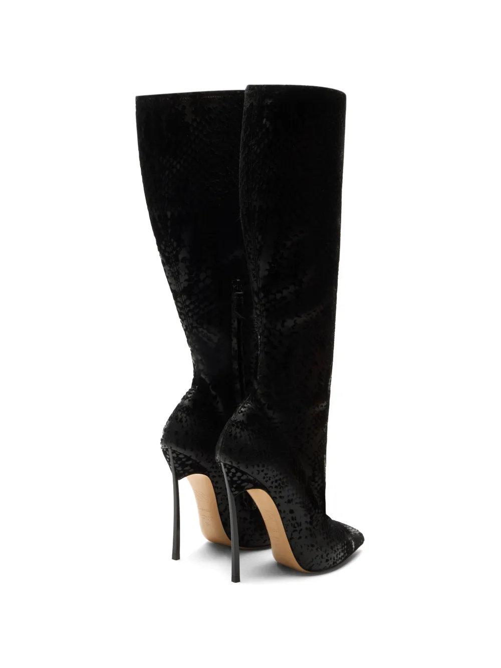 Casadei Blade Kitana python-effect knee-high boots Zwart