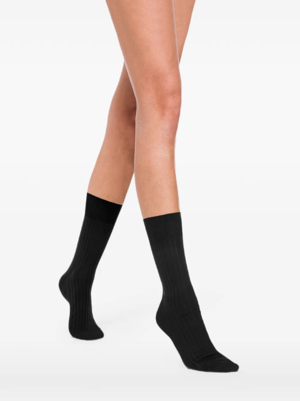 Wolford Ribgebreide sokken Zwart