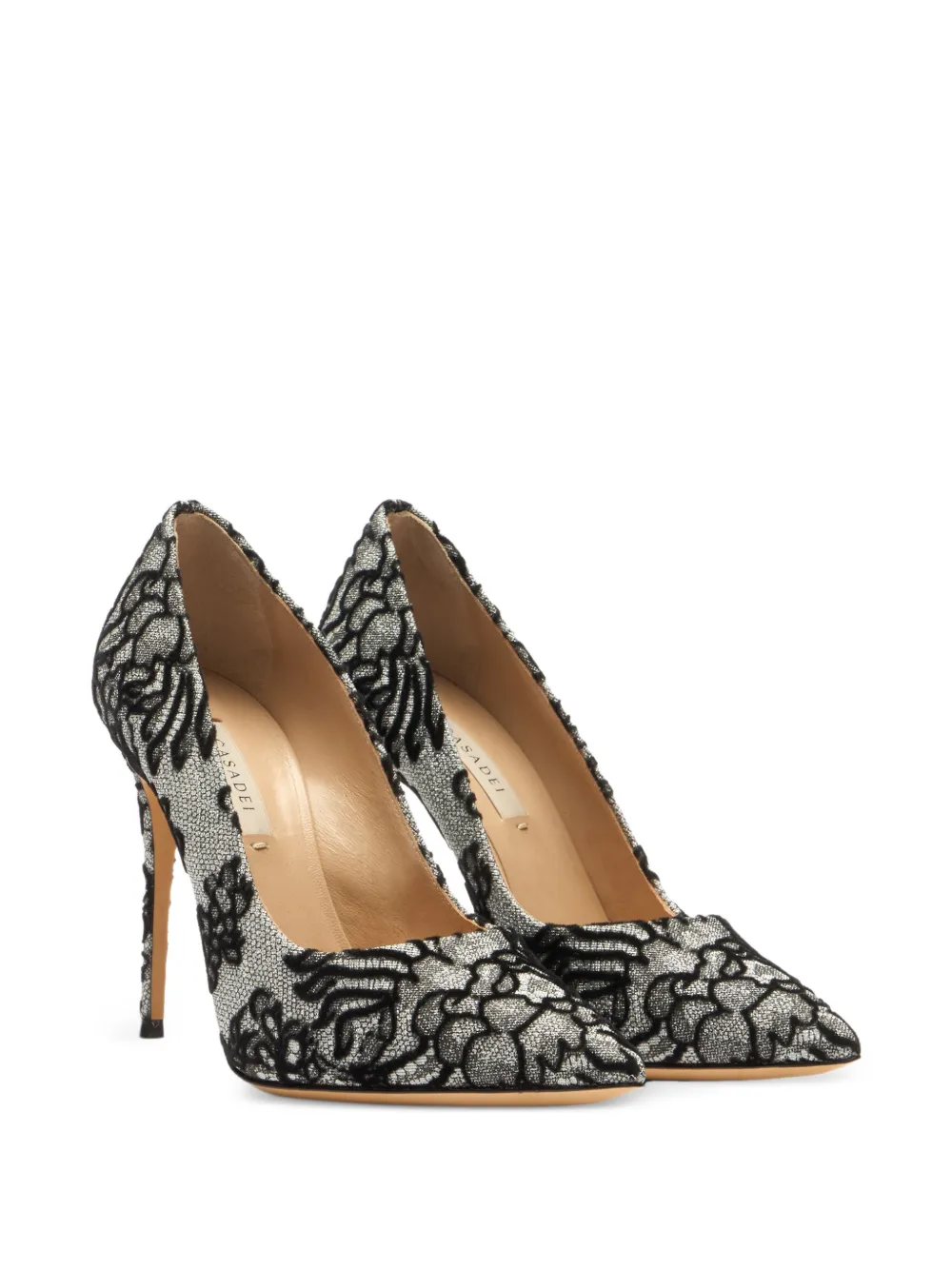 Casadei Julia Rigel flocked pumps Zwart